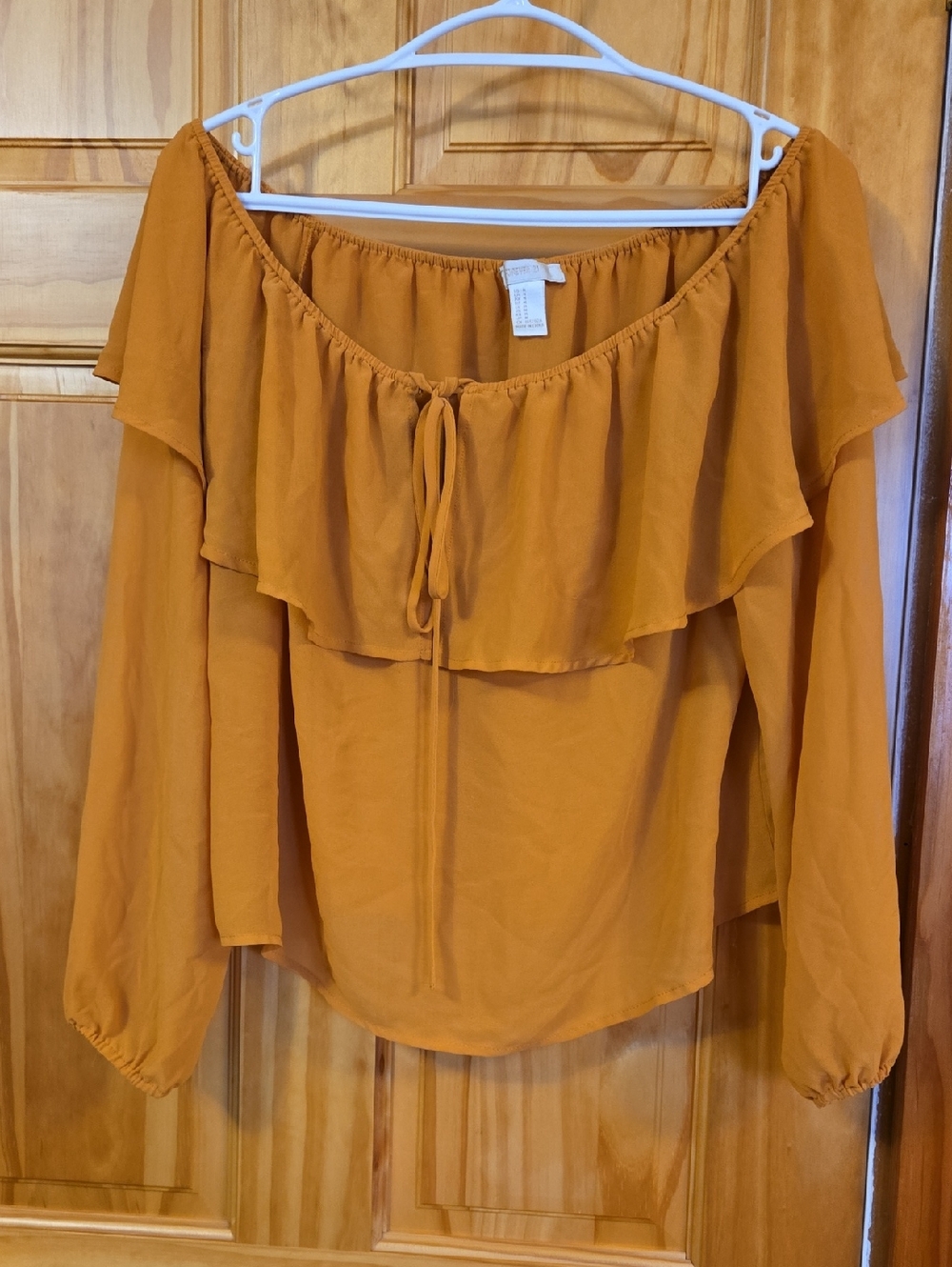 Forever 21 Mustard Off-Shoulder Ruffle Blouse